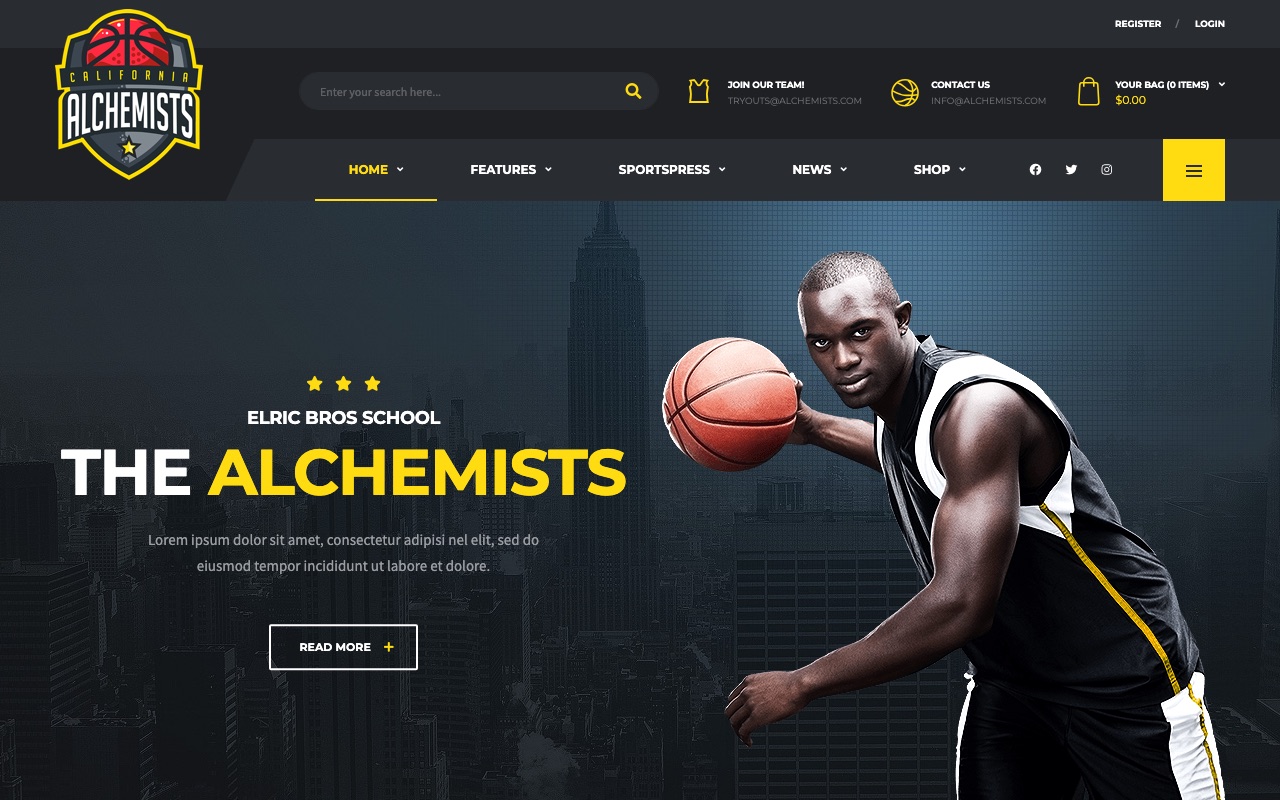 Alchemists basketball demo homepage