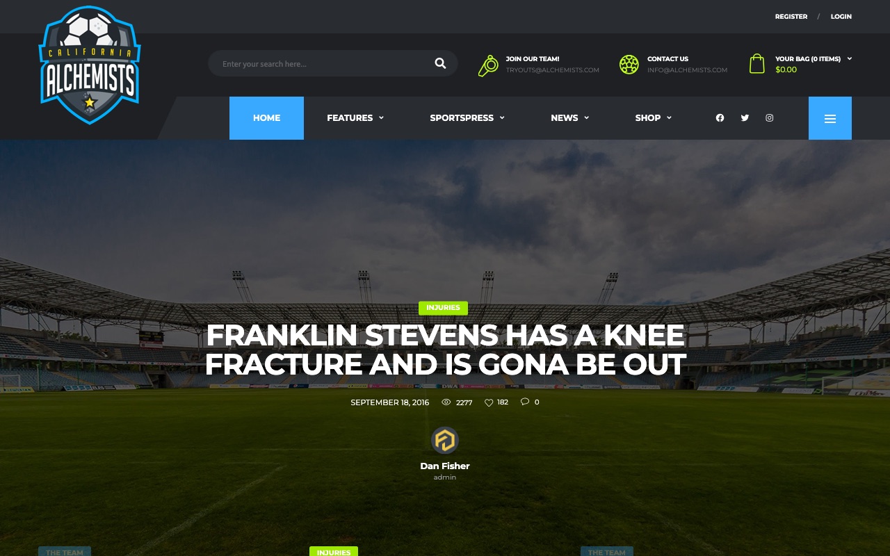 Alchemists soccer demo homepage