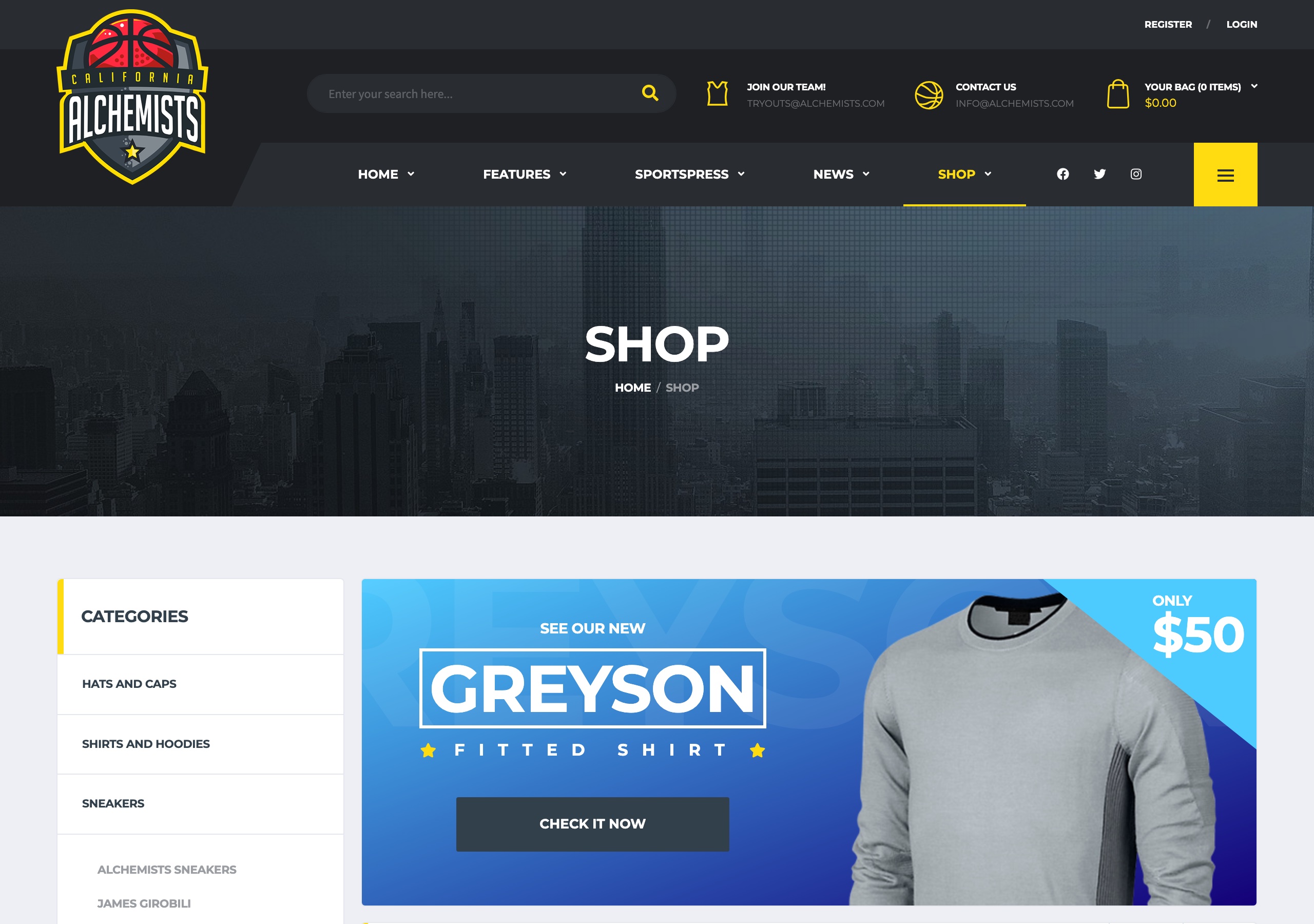 Alchemists WooCommerce shop page