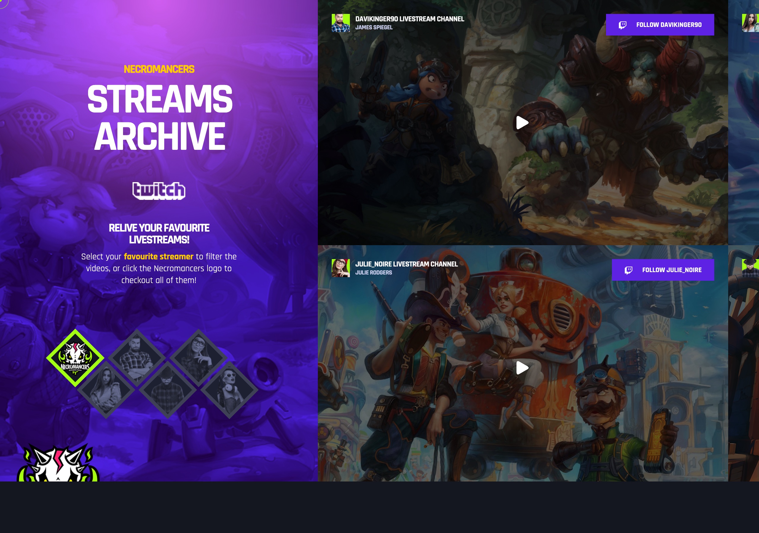 Necromancers streams archive page