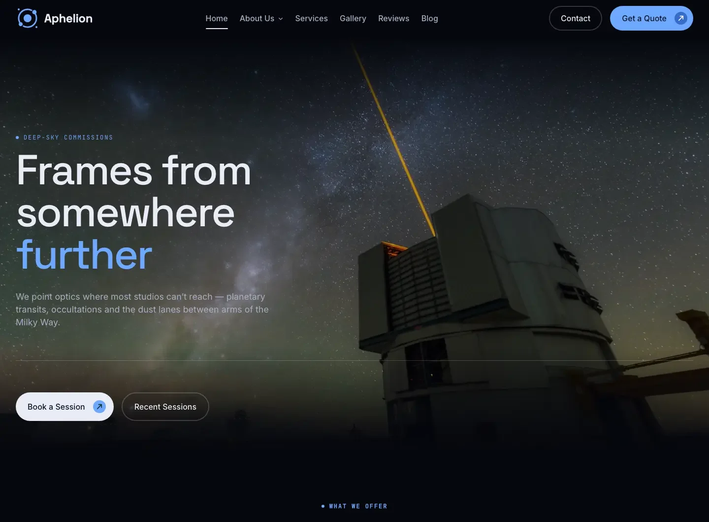 Aphelion WordPress theme homepage