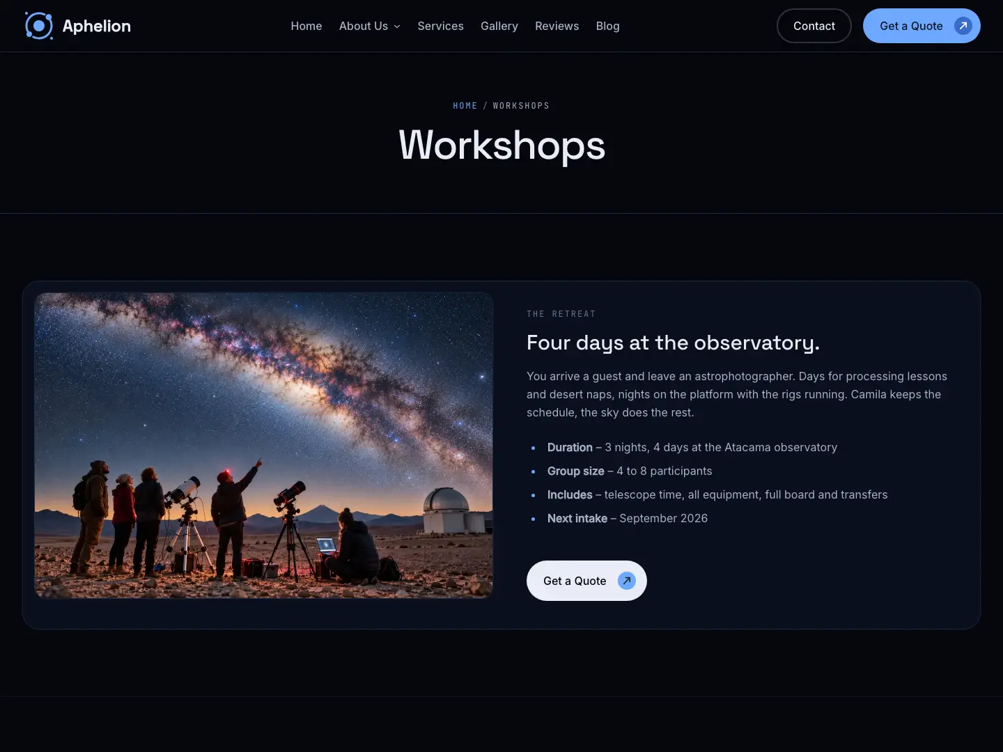 Aphelion workshops